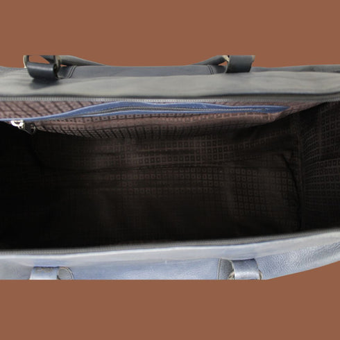 Shivansh Black Genuine Leather Duffle Weekender Bag-Gs